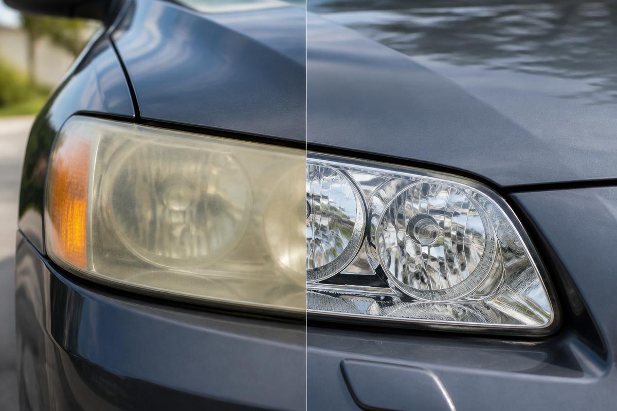 Headlight restoration before and after