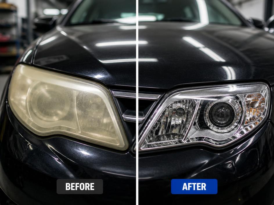 Headlight restoration before and after